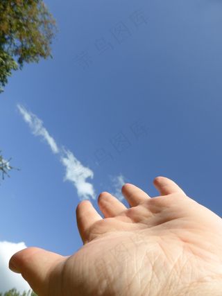 天空，手，云，白色，蓝色，皮肤，显示