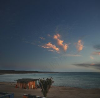 海滩，沙，滨，海洋，海，日落，黄昏，天空