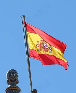 小旗，国家，西班牙，桅杆，横幅，风，Rozwiana