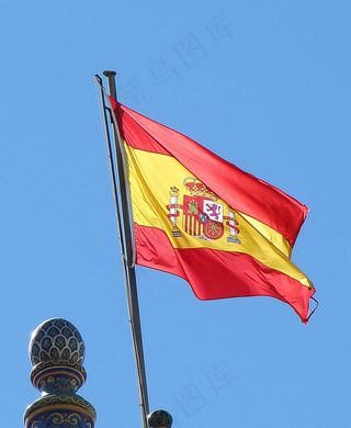 小旗，国家，西班牙，桅杆，横幅，风，Rozwiana