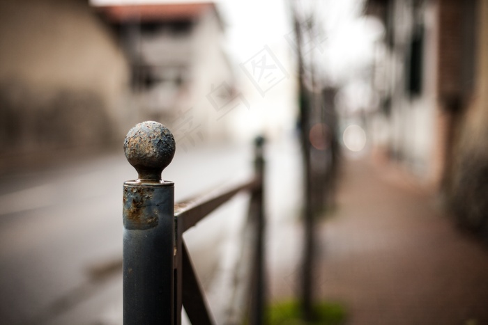 篱笆，围栏杆，金属，道路，街，生锈，生锈