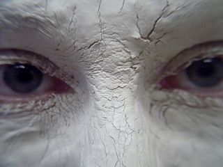 白土，泥，眼睛，凝视，凝视，蓝眼睛，脸