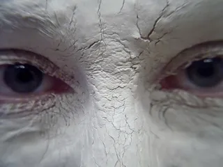 白土，泥，眼睛，凝视，凝视，蓝眼睛，脸