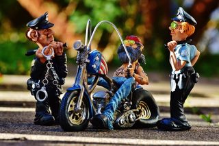 骑自行车的人，警察，控制，自行车，纹身，警察