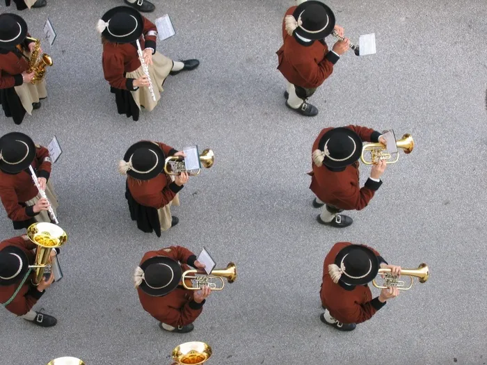 音乐乐队，乌滕多夫乐队，顶视图，猛攻