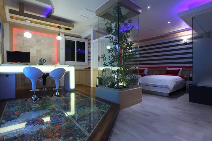 汽车旅馆，前景中，客房，酒店客房