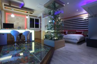 汽车旅馆，前景中，客房，酒店客房