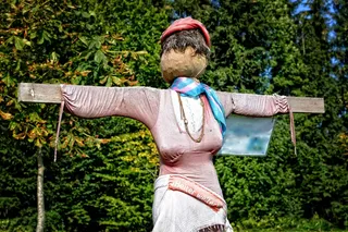 稻草人，稻草的女人，图，剪影，人的