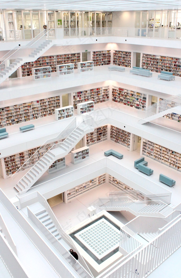 图书馆，建筑，斯图加特，现代，知道，研究