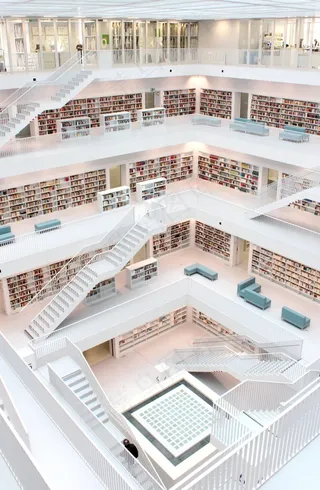 图书馆，建筑，斯图加特，现代，知道，研究