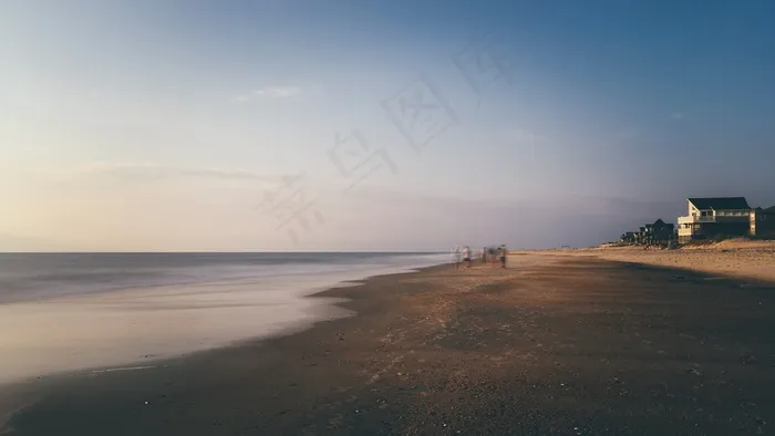 海滩，海洋，海，海岸，海岸，沙，水，人