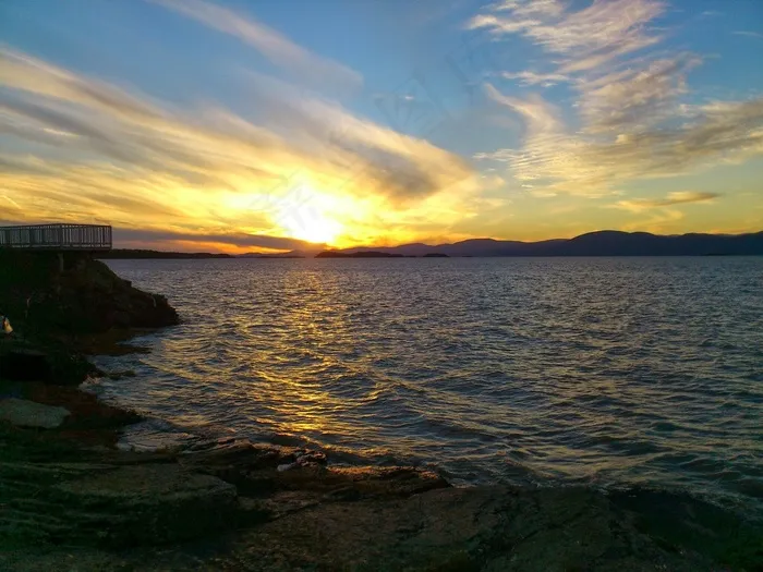 岛，日落，圣劳伦斯河