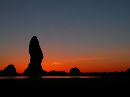 岩层，日落，景观，风景名胜，海岸线