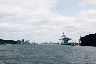 天空,港口码头,地板砖,风景,街道,用水到达汉堡