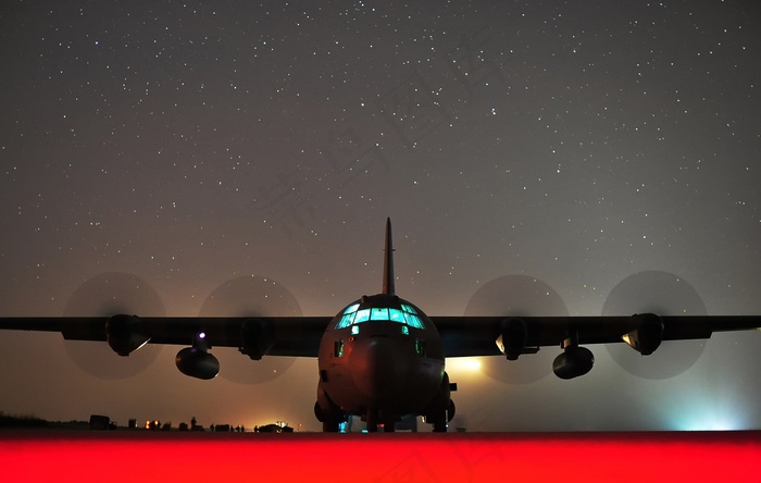C-130J大力神，夜晚，晚上，星星，天空，灯光
