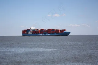集装箱船，北海，船舶，货轮，蓝色，海