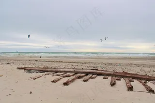 海滩，击毁，海岸，沙滩，搁浅