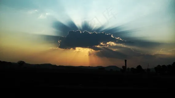 日落，太阳，夏天，户外，风景，阳光