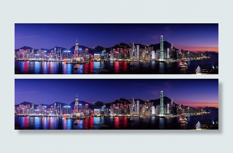 香港，天际线，夜，亚洲建筑