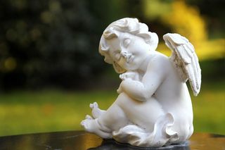 天使，白，坐，和平