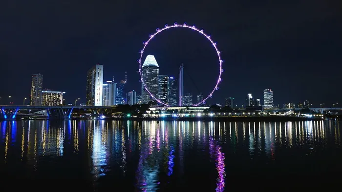 新加坡，摩天轮，摩天轮，河，天际线