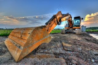 挖掘机,围堰,工艺品,塌陷,风景,施工图标