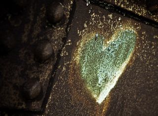 心，喷雾，绘，标签，粗略生锈，设计