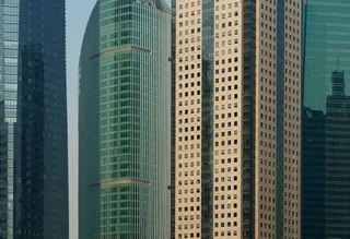 正面，玻璃幕墙，摩天大楼，镜像，玻璃