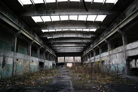 工厂，被遗弃，大厅，老，崩溃，架构