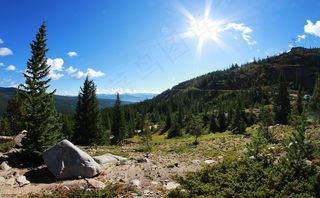 露营，营地，山，树木，景观，夏天