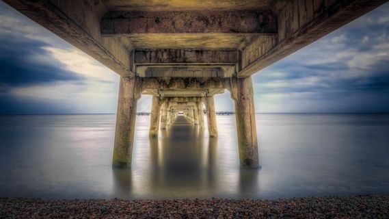 码头，码头，在下面，木，结构，桩