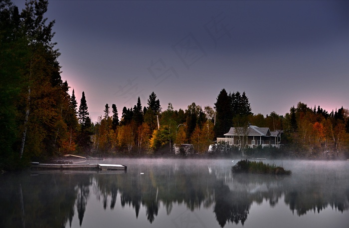 秋季景观，湖，自然，树木，几点思考