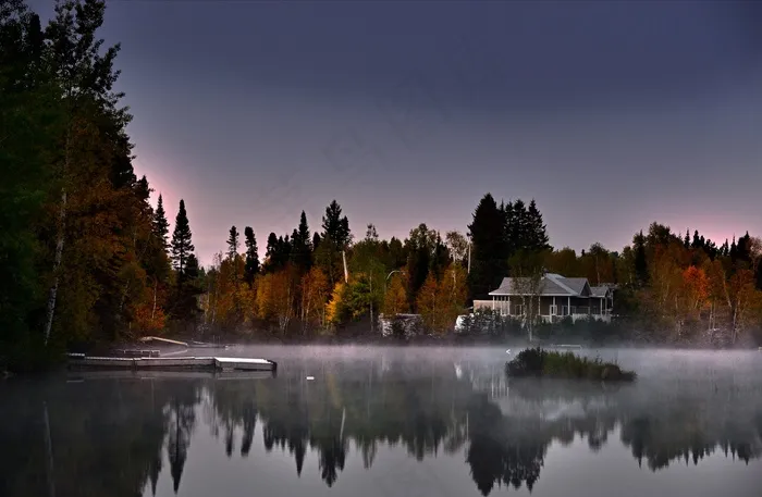 秋季景观，湖，自然，树木，几点思考