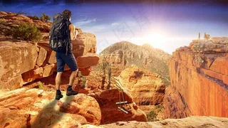 山，岩石，太阳，观光者