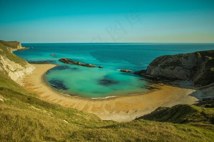 Durdle门，Lulworth湾，海洋，大海，国家