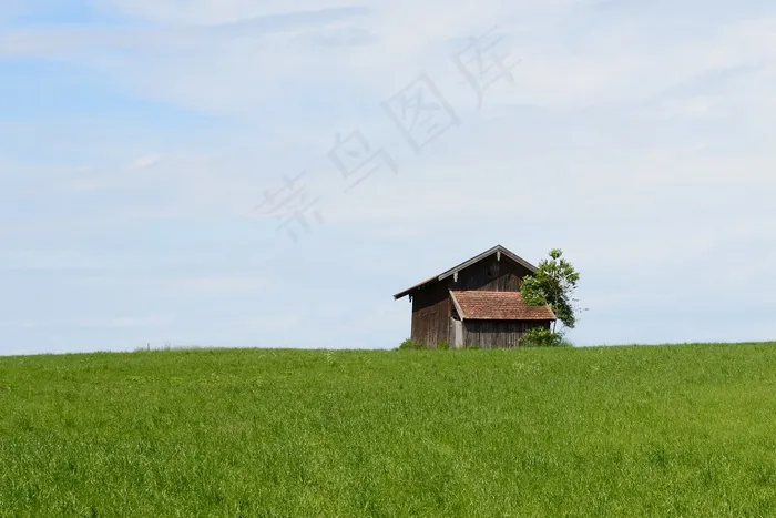 谷仓，谷仓，棚屋，场，草地，农业，老