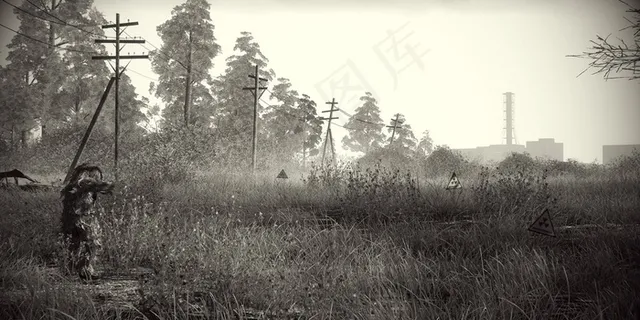 气候气象,树,雨雾,街道,钢笔画,使命召唤4-现代战争