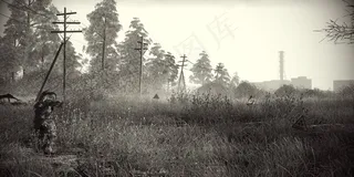 气候气象,树,雨雾,街道,钢笔画,使命召唤4-现代战争