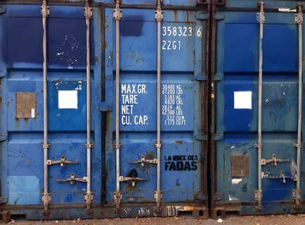 集装箱，蓝色，集装箱门，金属