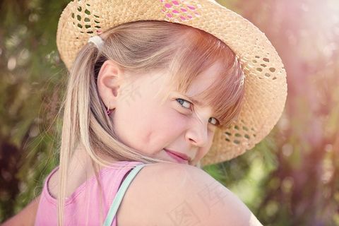 人，人类，儿童，女孩，脸，金发，意见，帽子