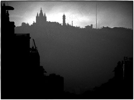 天空,树,晨曦,居民楼,风景,巴塞罗那天际线