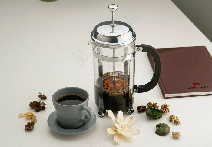 室内，茶具，杯子，冲压锅，不锈钢，玻璃
