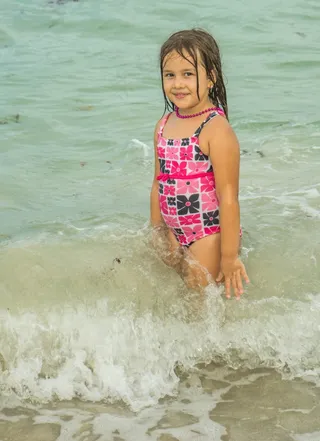 人，人，女孩，儿童，海洋，年轻，微笑