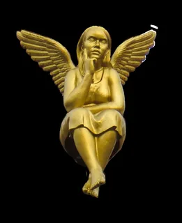 工艺品,佛像,释加牟尼,东方琉璃世界,金佛,工作室拍摄的金色天使手动托住下巴