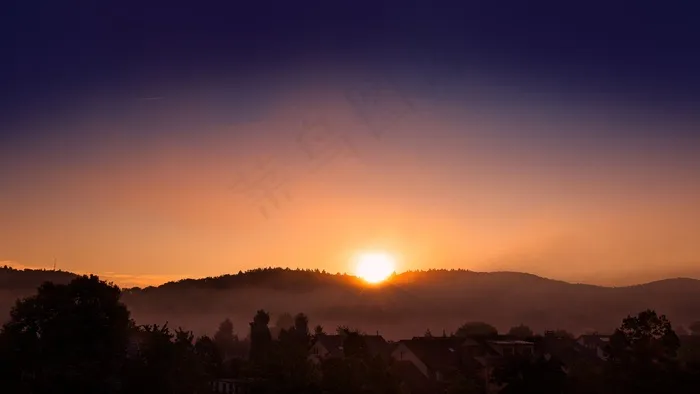 日出，太阳，雾，Morgenrot，自然，景观，天空