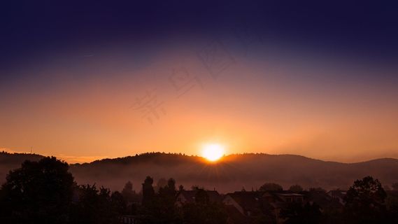 日出，太阳，雾，Morgenrot，自然，景观，天空