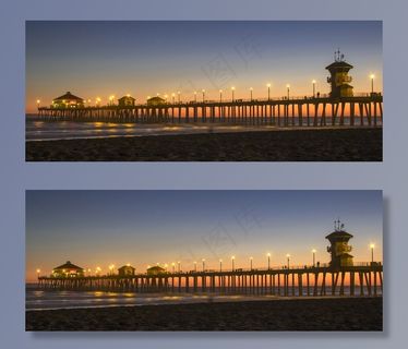 亨廷顿海滩，码头，码头，加利福尼亚州，日落，冲浪