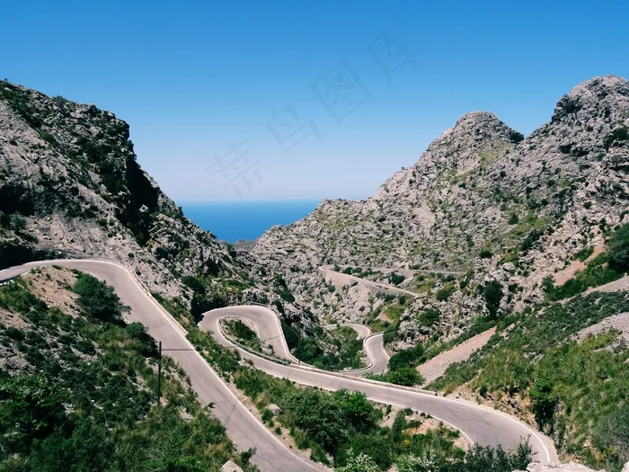 道路，绕组，山，沥青，曲线，农村