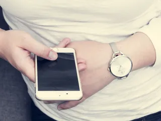 Iphone，6S，加号，苹果，白色，屏幕，模拟，向上，女人