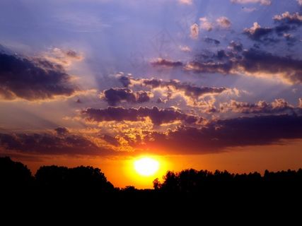 日落，水，反射，太阳，暮光之城